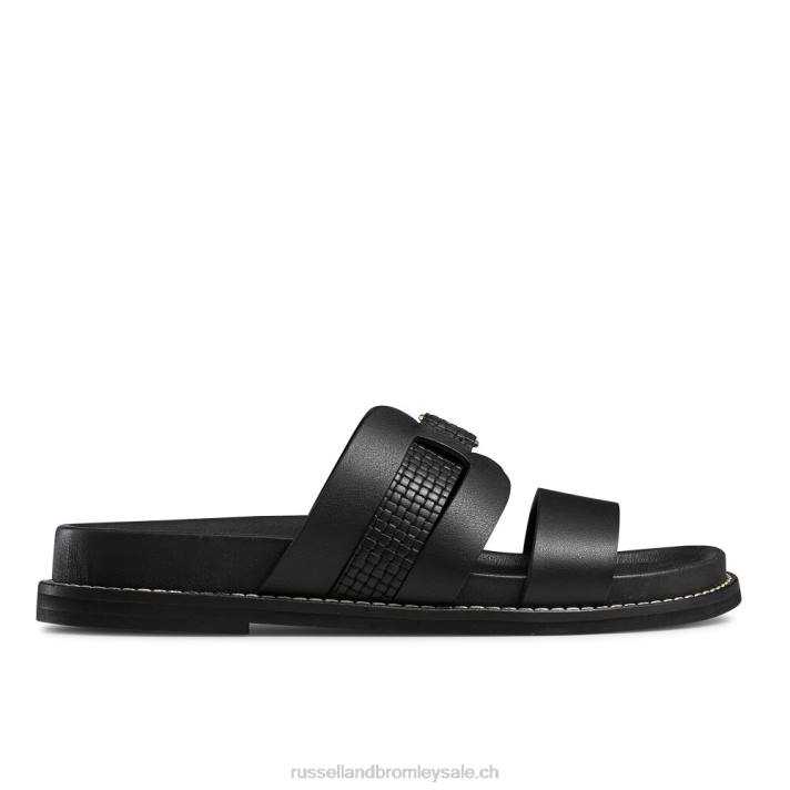 noir 8BN6377 femmes Russell And Bromley assise plantaire à sangle tissée tempête de sable