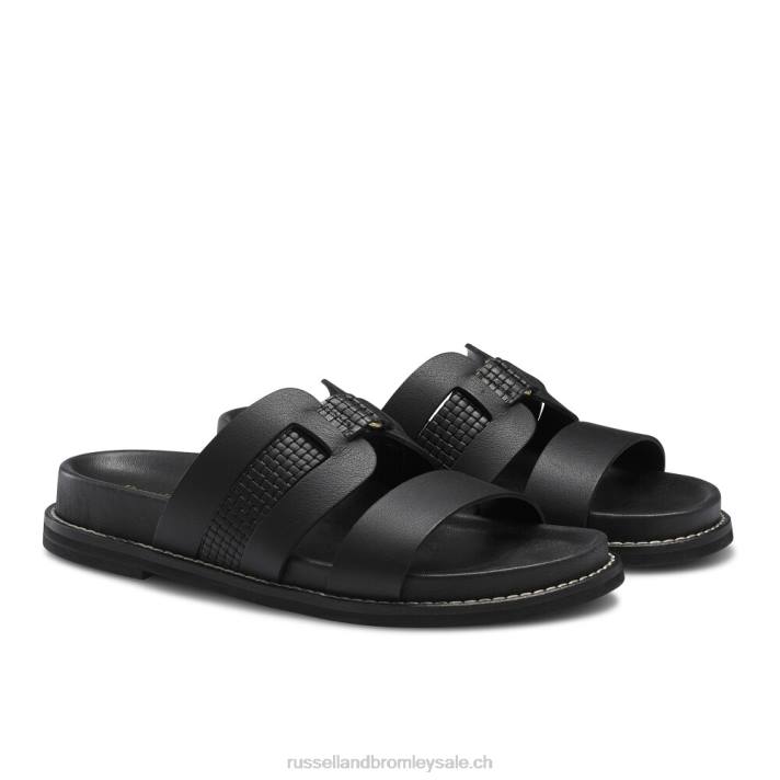 noir 8BN6377 femmes Russell And Bromley assise plantaire à sangle tissée tempête de sable