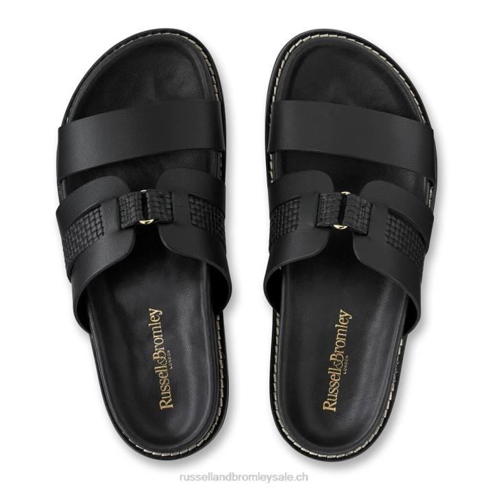 noir 8BN6377 femmes Russell And Bromley assise plantaire à sangle tissée tempête de sable