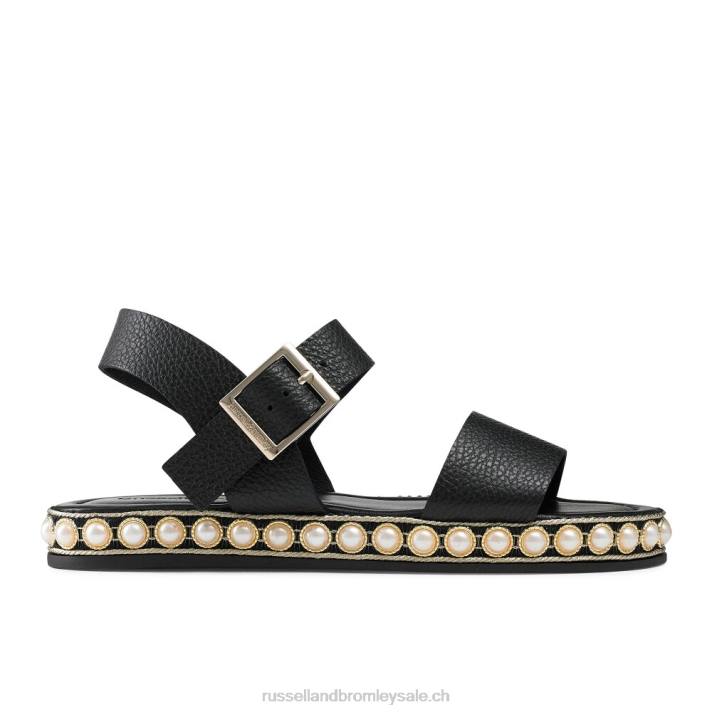 noir 8BN6385 femmes Russell And Bromley sandale perlée en deux parties pearljam