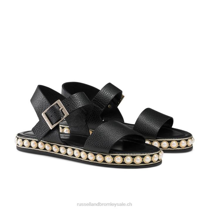 noir 8BN6385 femmes Russell And Bromley sandale perlée en deux parties pearljam