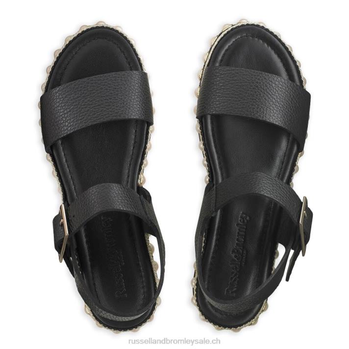 noir 8BN6385 femmes Russell And Bromley sandale perlée en deux parties pearljam