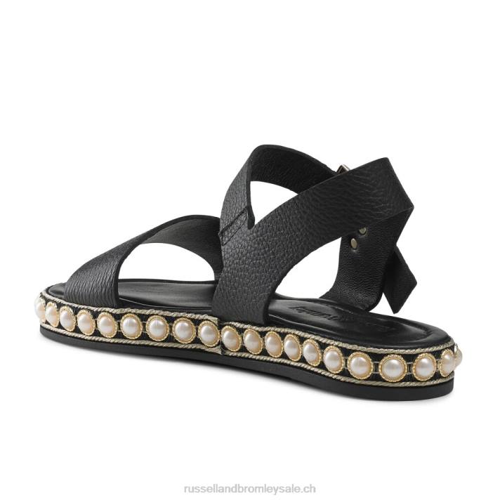 noir 8BN6385 femmes Russell And Bromley sandale perlée en deux parties pearljam