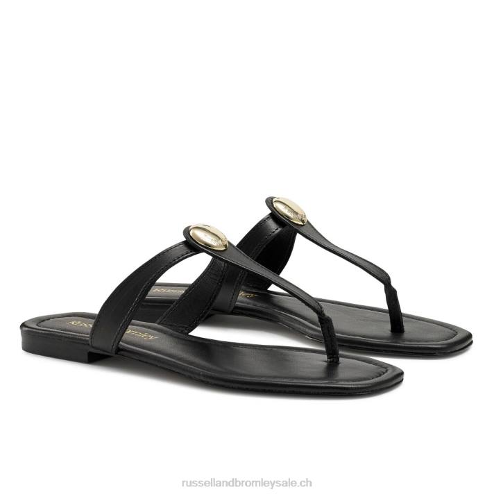 noir 8BN6391 femmes Russell And Bromley lauretta string orteil à garniture de disque