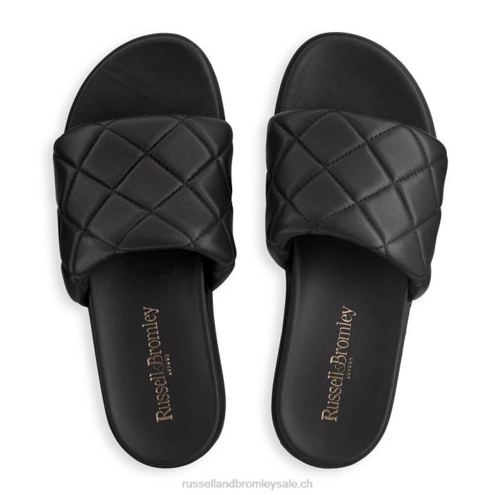 noir 8BN6398 femmes Russell And Bromley sandale mule matelassée quiltsoft