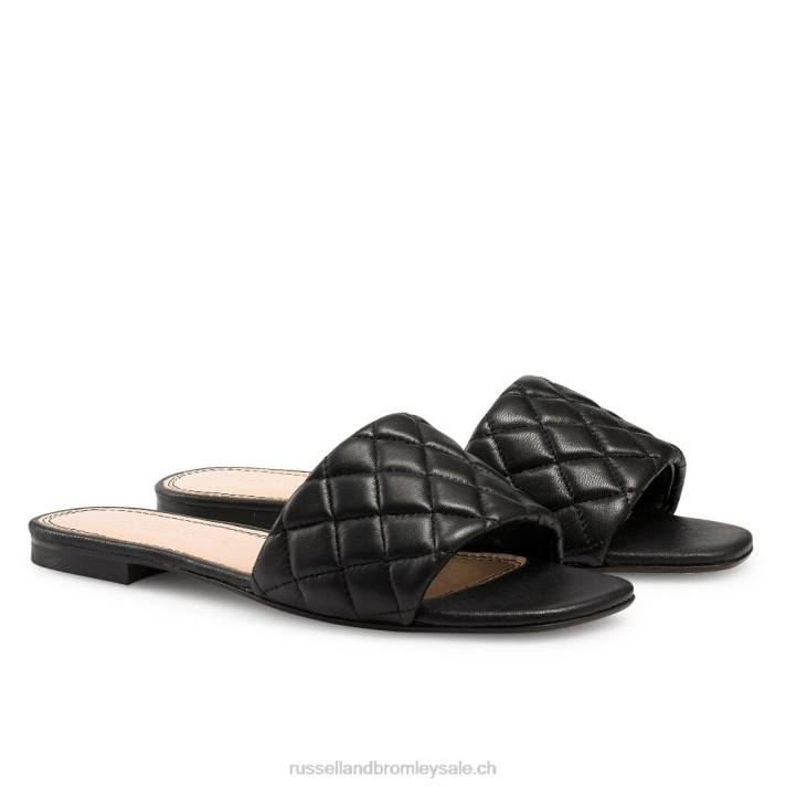 noir 8BN6411 femmes Russell And Bromley quiltmule mule plate matelassée
