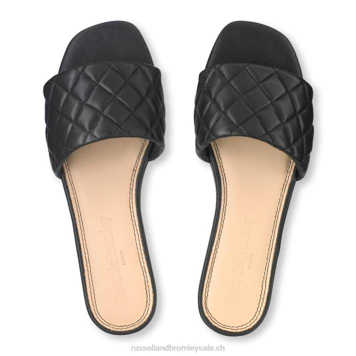 noir 8BN6411 femmes Russell And Bromley quiltmule mule plate matelassée