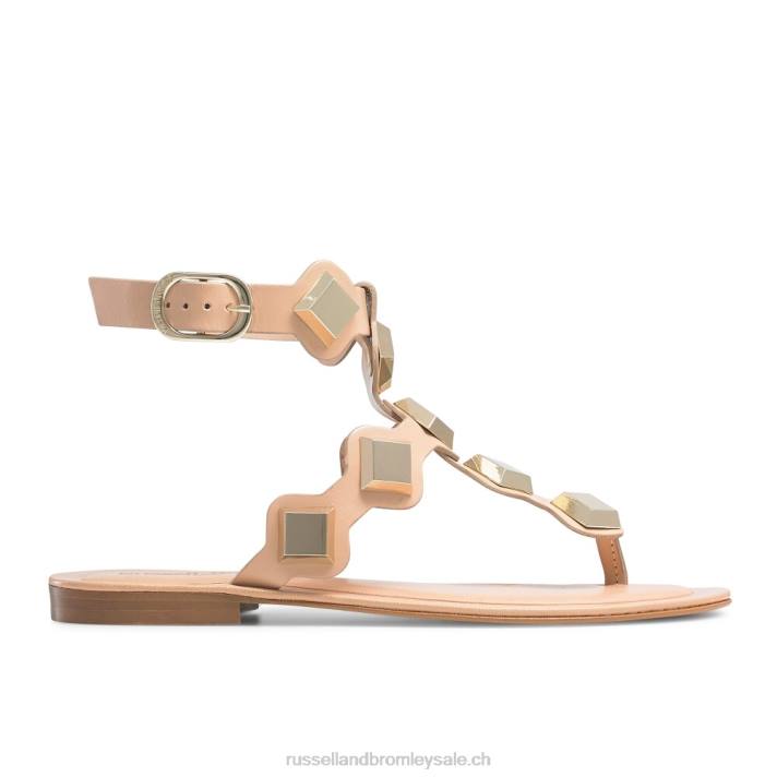 rose 8BN6372 femmes Russell And Bromley sandale à bout clouté médaille