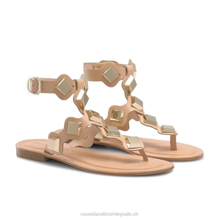 rose 8BN6372 femmes Russell And Bromley sandale à bout clouté médaille