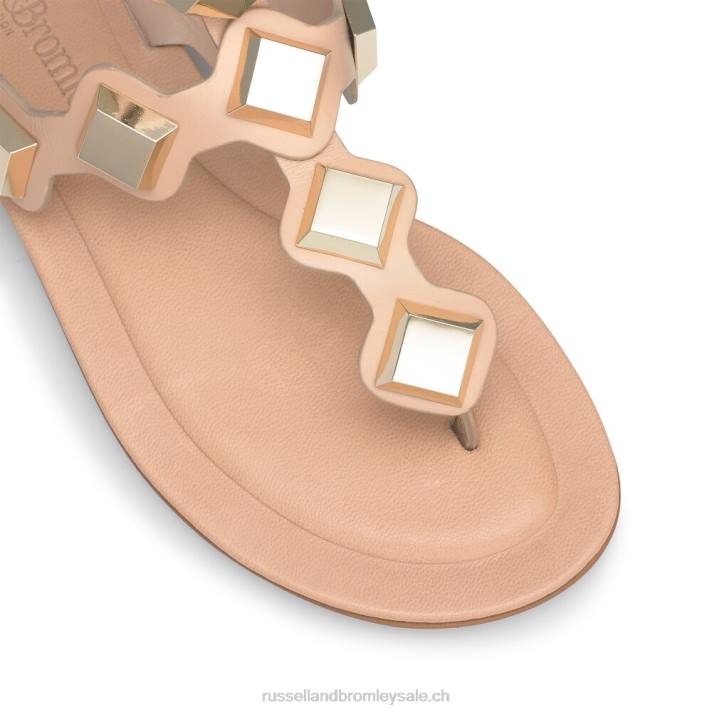 rose 8BN6372 femmes Russell And Bromley sandale à bout clouté médaille