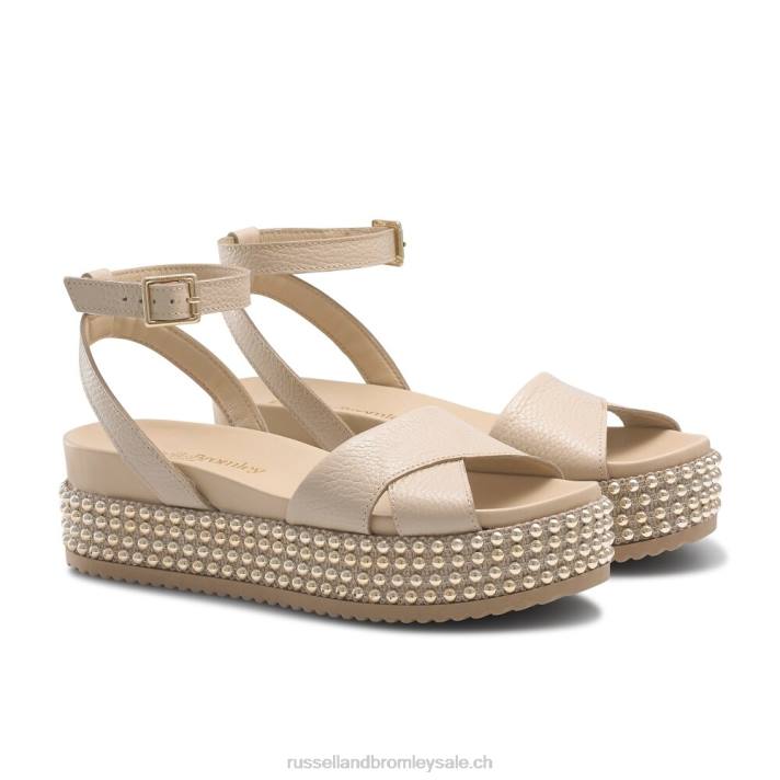 rougir 8BN6375 femmes Russell And Bromley sandale à plateforme et perles goldmine