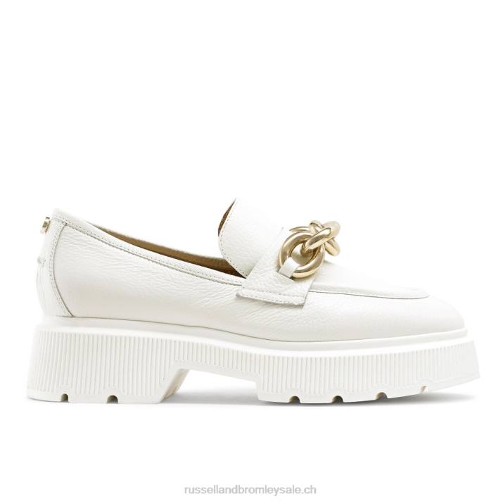blanc 8BN6199 femmes Russell And Bromley ringo mocassins à anneaux lourds
