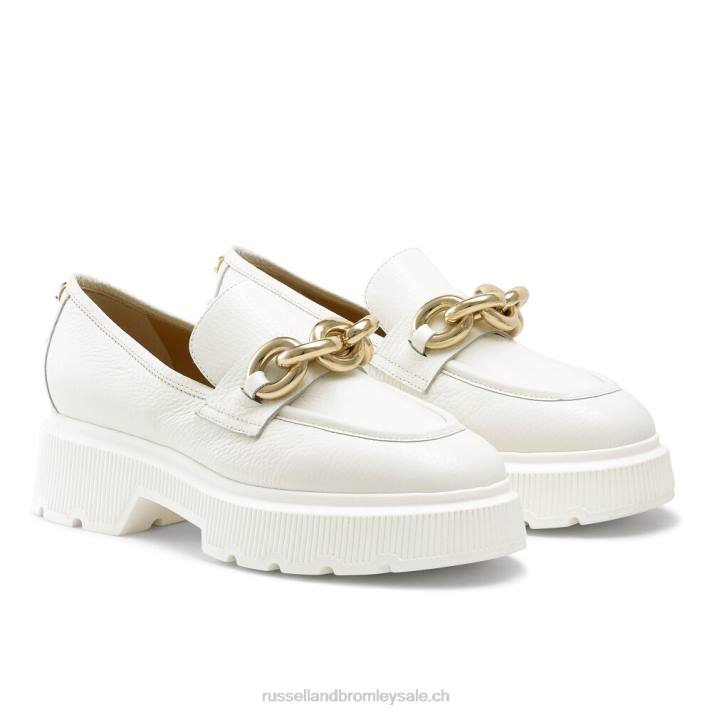 blanc 8BN6199 femmes Russell And Bromley ringo mocassins à anneaux lourds