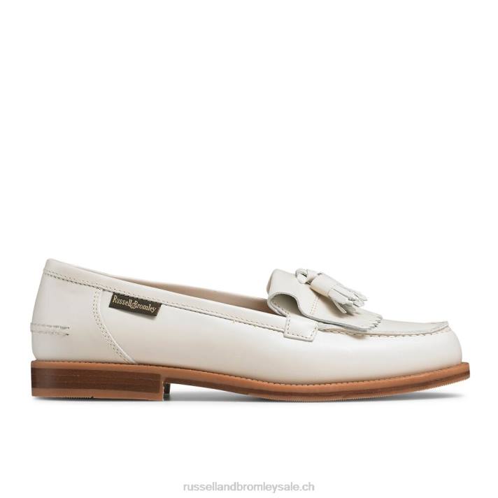 blanc 8BN6216 femmes Russell And Bromley mocassins chester à franges