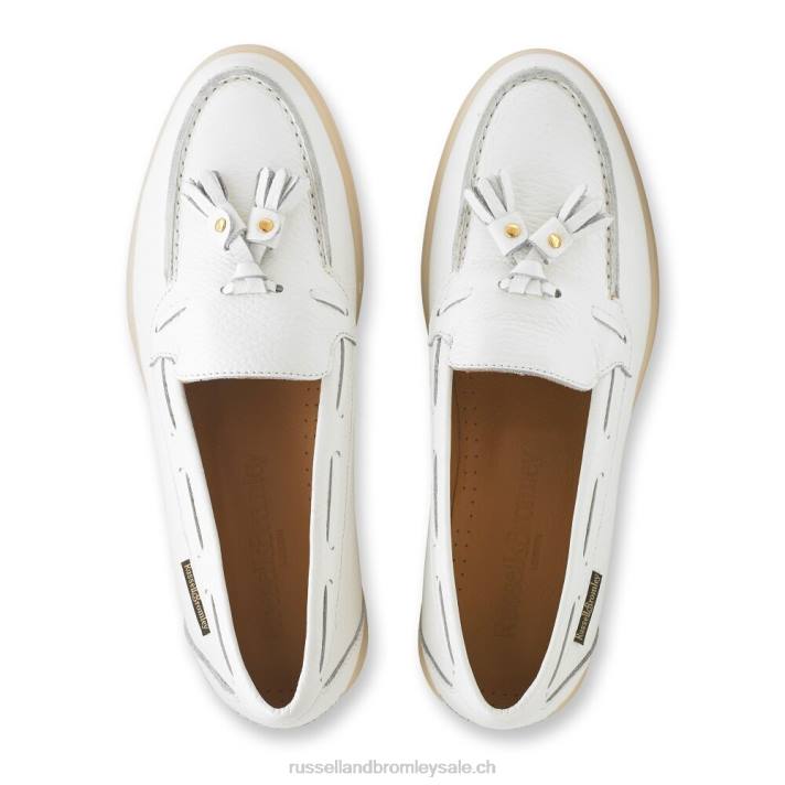 blanc 8BN6218 femmes Russell And Bromley chaussure de loisirs à pampilles sandbanks