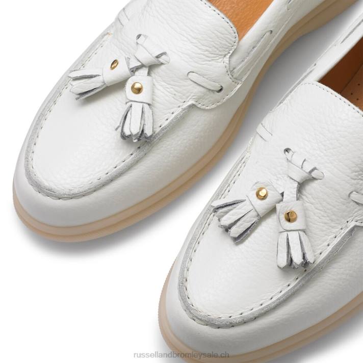blanc 8BN6218 femmes Russell And Bromley chaussure de loisirs à pampilles sandbanks