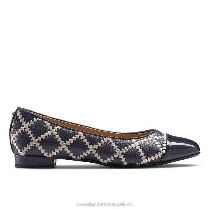 bleu 8BN6241 femmes Russell And Bromley ballerine boulevard perle