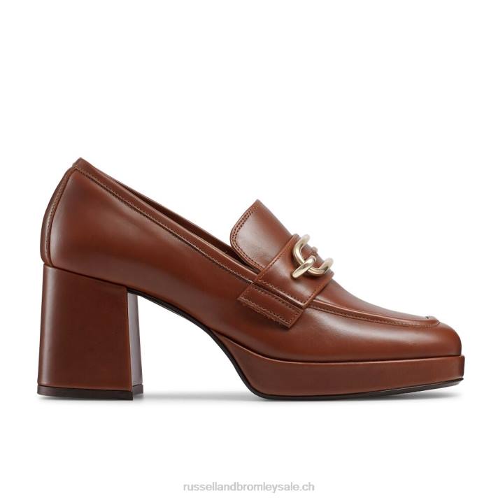 brun 8BN6109 femmes Russell And Bromley mocassins à plateforme en forme de bloc