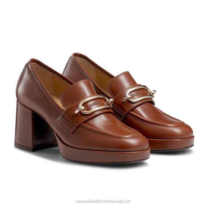 brun 8BN6109 femmes Russell And Bromley mocassins à plateforme en forme de bloc