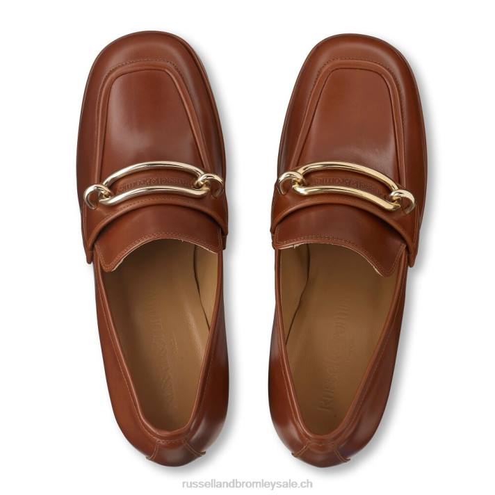 brun 8BN6109 femmes Russell And Bromley mocassins à plateforme en forme de bloc
