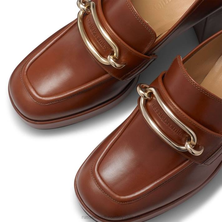 brun 8BN6109 femmes Russell And Bromley mocassins à plateforme en forme de bloc