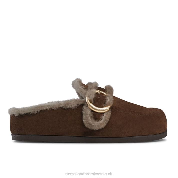 brun 8BN6253 femmes Russell And Bromley mocassins sabots luxo sans dossier