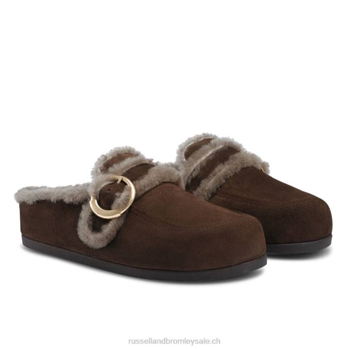 brun 8BN6253 femmes Russell And Bromley mocassins sabots luxo sans dossier