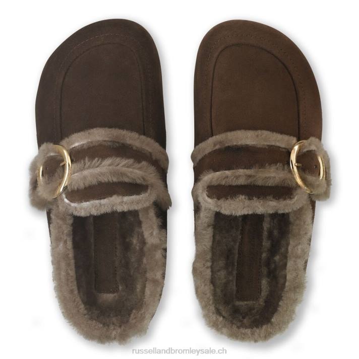 brun 8BN6253 femmes Russell And Bromley mocassins sabots luxo sans dossier