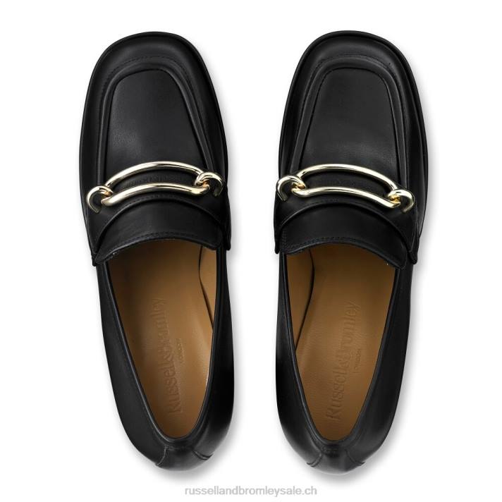 noir 8BN6110 femmes Russell And Bromley mocassins à plateforme en forme de bloc