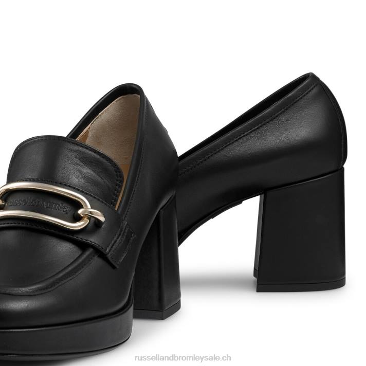 noir 8BN6110 femmes Russell And Bromley mocassins à plateforme en forme de bloc