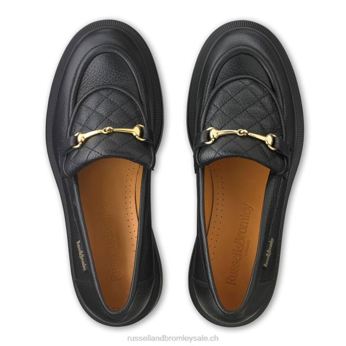 noir 8BN6197 femmes Russell And Bromley mocassins à mors matelassés