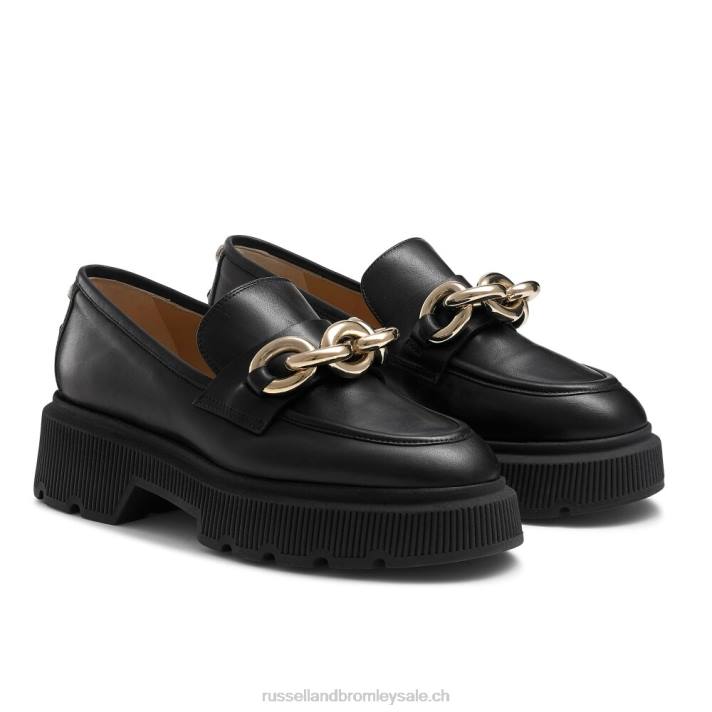 noir 8BN6198 femmes Russell And Bromley ringo mocassins à anneaux lourds