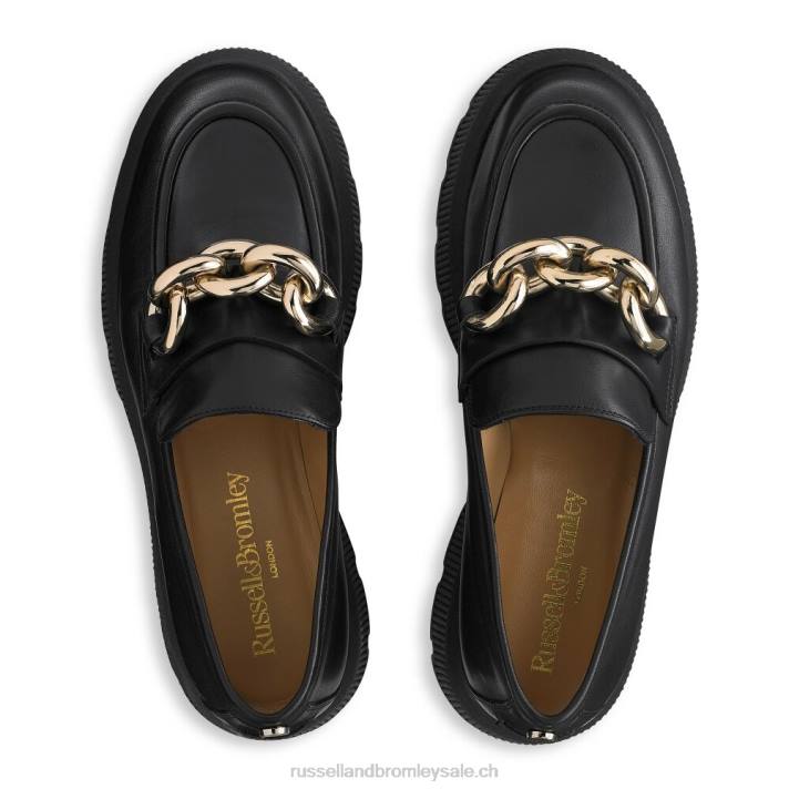 noir 8BN6198 femmes Russell And Bromley ringo mocassins à anneaux lourds