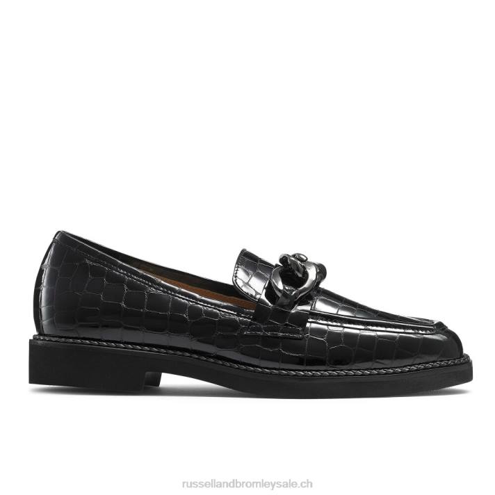 noir 8BN6202 femmes Russell And Bromley cléopâtre 3 anneaux mocassins