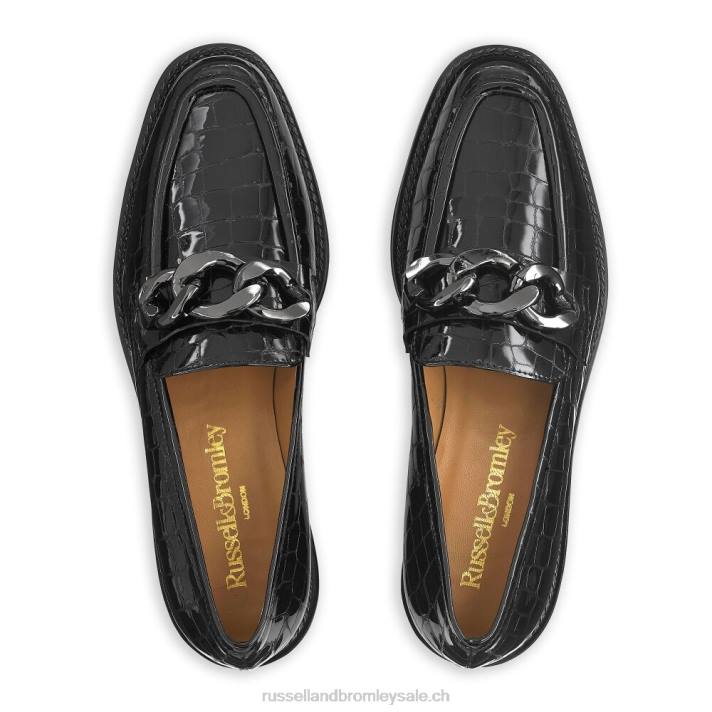 noir 8BN6202 femmes Russell And Bromley cléopâtre 3 anneaux mocassins
