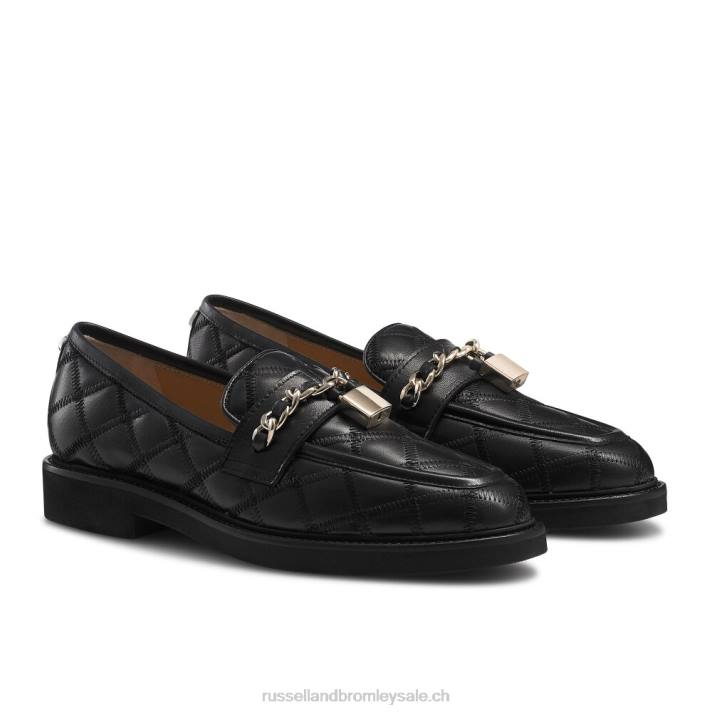 noir 8BN6203 femmes Russell And Bromley mocassins à chaîne kiya