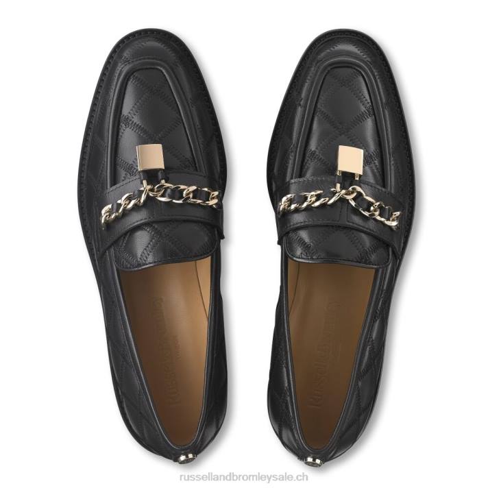 noir 8BN6203 femmes Russell And Bromley mocassins à chaîne kiya