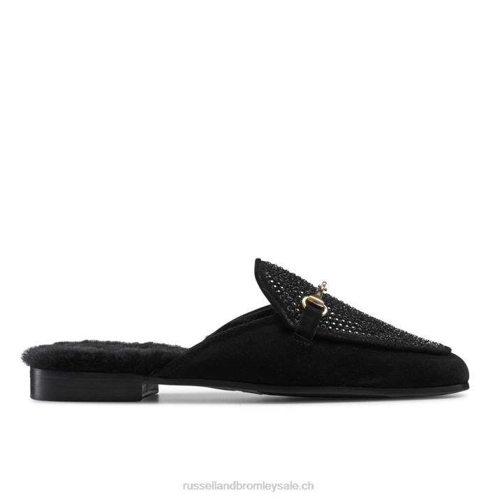 noir 8BN6228 femmes Russell And Bromley mocassins sans dossier ornés de loafermule