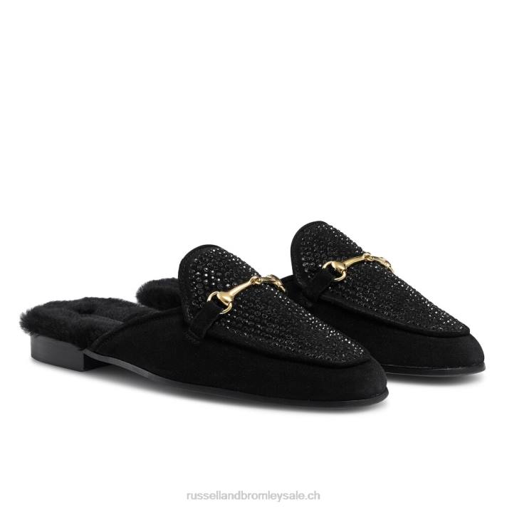 noir 8BN6228 femmes Russell And Bromley mocassins sans dossier ornés de loafermule