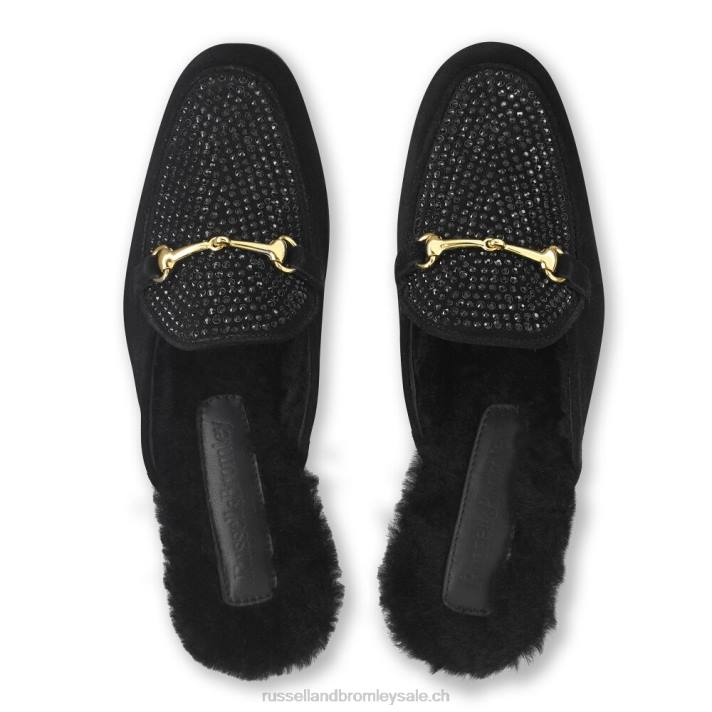 noir 8BN6228 femmes Russell And Bromley mocassins sans dossier ornés de loafermule