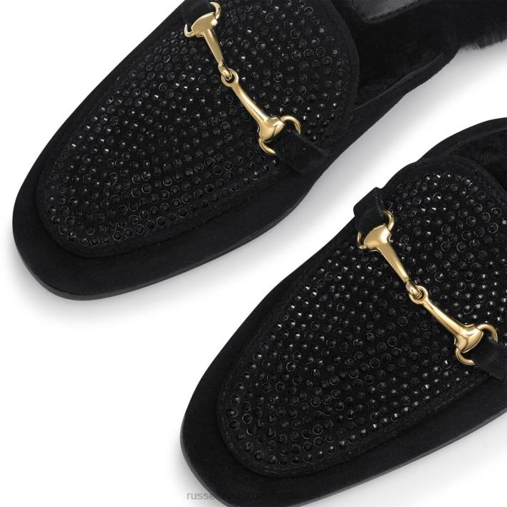 noir 8BN6228 femmes Russell And Bromley mocassins sans dossier ornés de loafermule