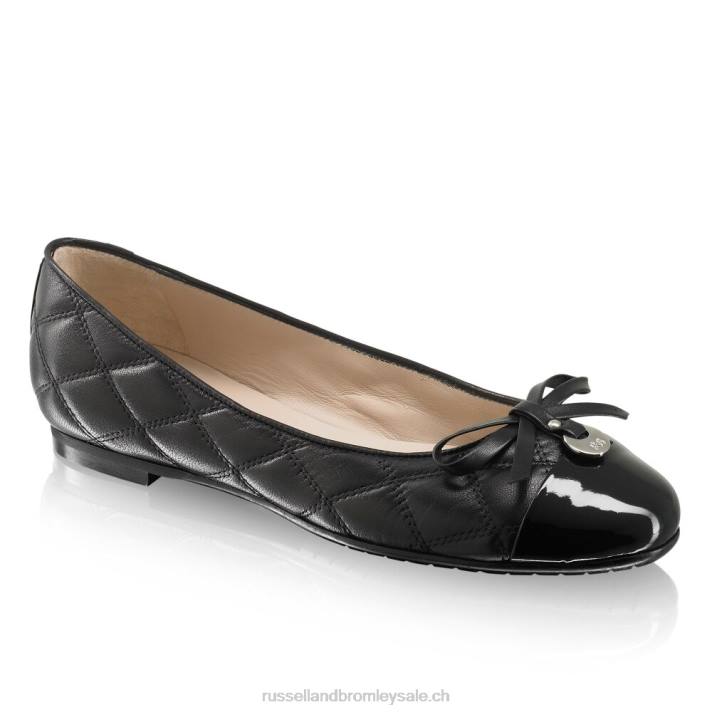 noir 8BN6242 femmes Russell And Bromley charmante ballerine matelassée