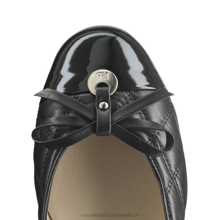 noir 8BN6242 femmes Russell And Bromley charmante ballerine matelassée