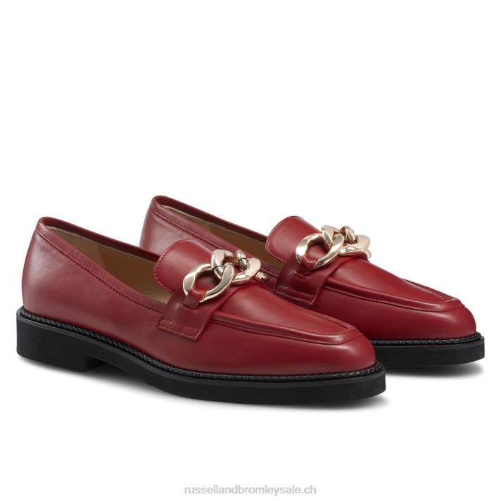rouge 8BN6201 femmes Russell And Bromley cléopâtre 3 anneaux mocassins