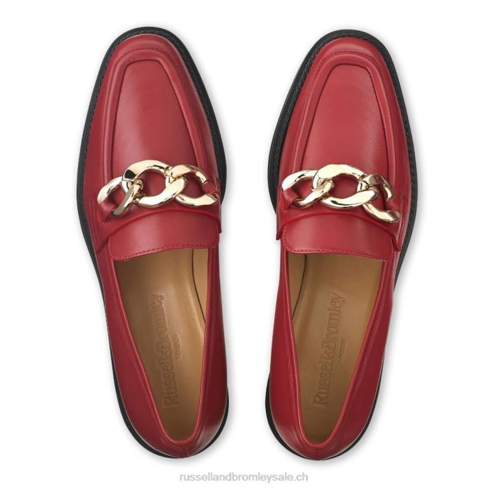 rouge 8BN6201 femmes Russell And Bromley cléopâtre 3 anneaux mocassins