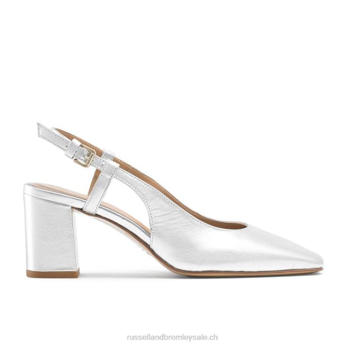 argent 8BN6114 femmes Russell And Bromley talon carré à bride arrière en forme de tarte au sucre