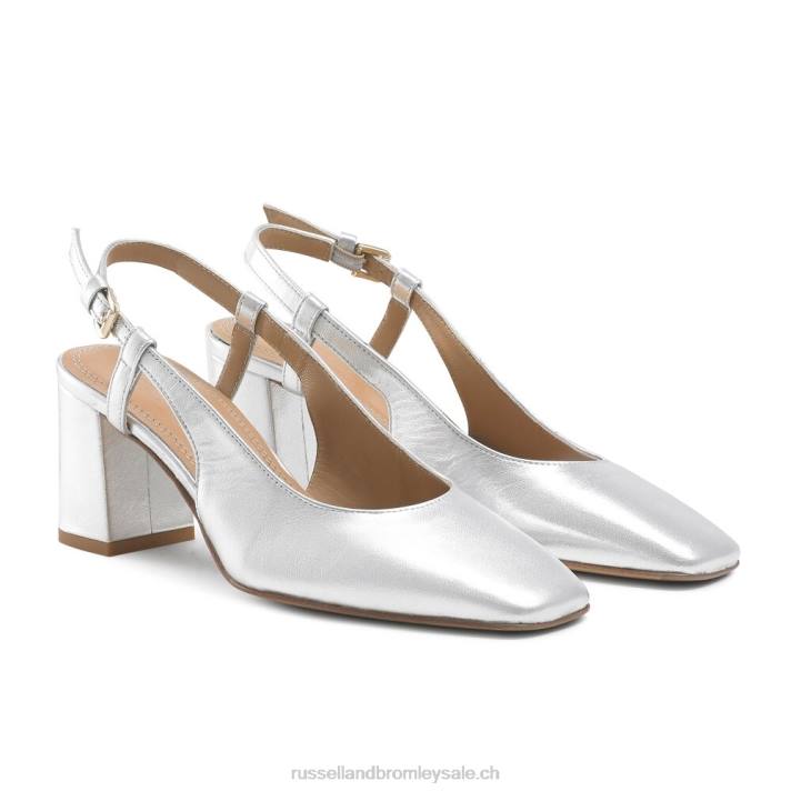 argent 8BN6114 femmes Russell And Bromley talon carré à bride arrière en forme de tarte au sucre