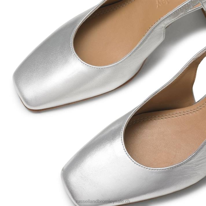 argent 8BN6114 femmes Russell And Bromley talon carré à bride arrière en forme de tarte au sucre
