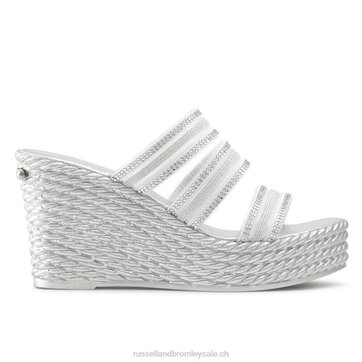 argent 8BN6129 femmes Russell And Bromley Cosmic Triple Strap Wedge