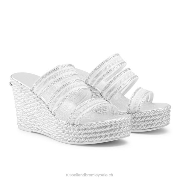 argent 8BN6129 femmes Russell And Bromley Cosmic Triple Strap Wedge